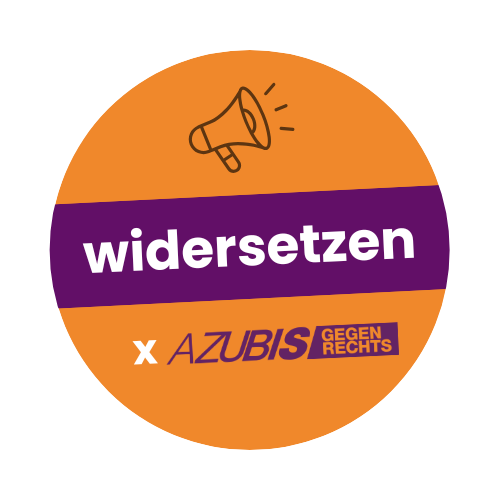 Azubi- und Gewerkschaftsbus mit Azubis gegen Rechts